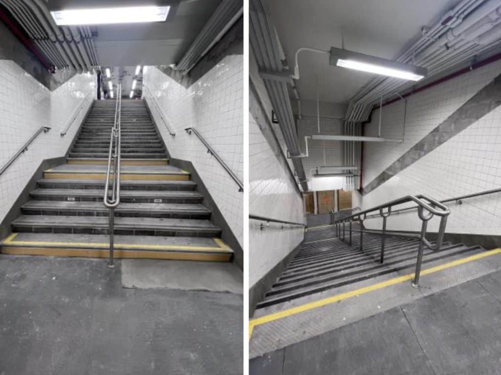 Stairs from the mezzanine level lead directly to the northbound (6) platform | MTA