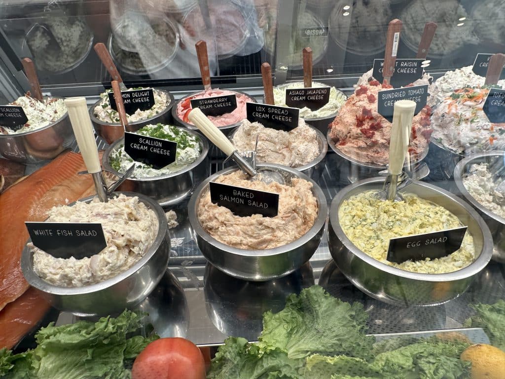 Kossar's offers schemers of flavored cream cheese and fish salads | Upper East Site