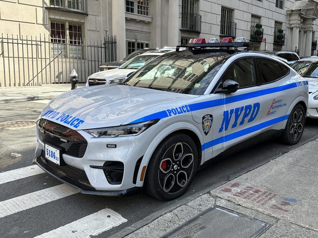 Two of the NYPD's all-electric Mustang Mach-E SUV's were spotted on the Upper East Side