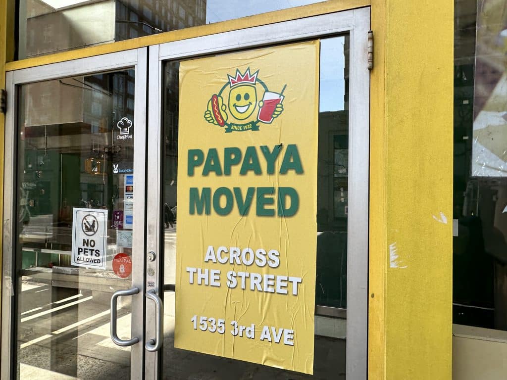 Papaya King has left its original UES location for a storefront across the street | Upper East Site
