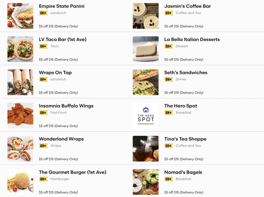 Despite two dozen of 'virtual restaurants,' First Avenue Gourmet Deli is not licensed and inspected as a restaurant | Upper East Site composite via Grubhub