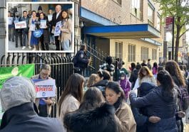 Teachers rallied outside two Upper East Side schools Monday morning to demand a new contract | Upper East Site