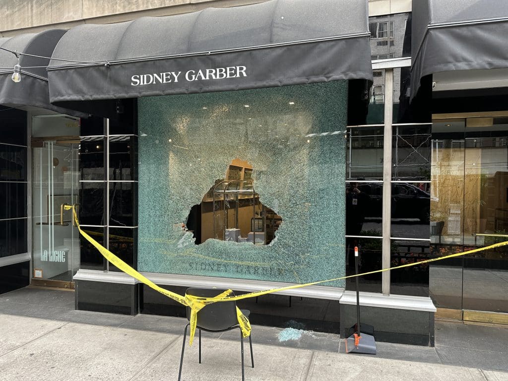 Police say the suspect used an axe to smash his way into the Madison Avenue jewelry store | Upper East Site