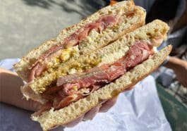 All'Antico Vinaio's sandwiches are served on freshly baked schiacciata bread