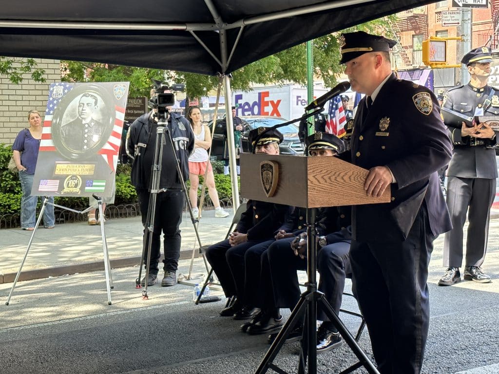 Deputy Inspector Bill Gallagher reminds the audience that the NYPD's mission remains the same: to keep New Yorkers safe | Upper East Site