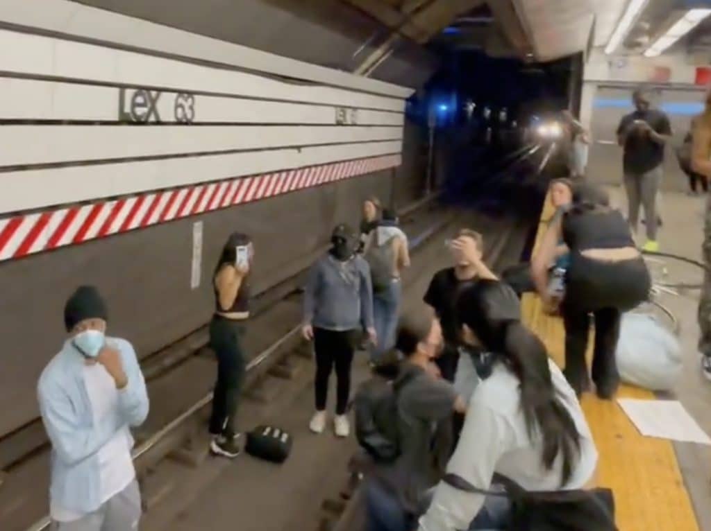 A (Q) train operator reported protesters on the tracks at 6:12 pm, according to the MTA | Talia Jane @taliaotg