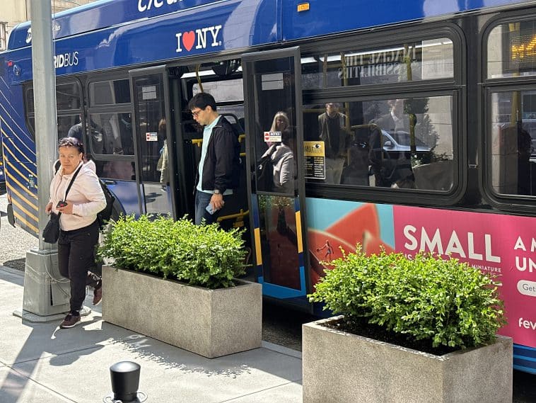 The Benson installed concrete planters that block the bus stop and prevent buses from pulling up to the curb | Upper East Site