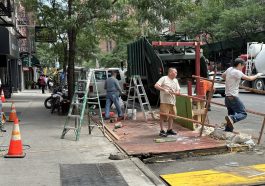 Dining sheds are being removed from Third Avenue on the Upper East Side to accommodate bike lane construction