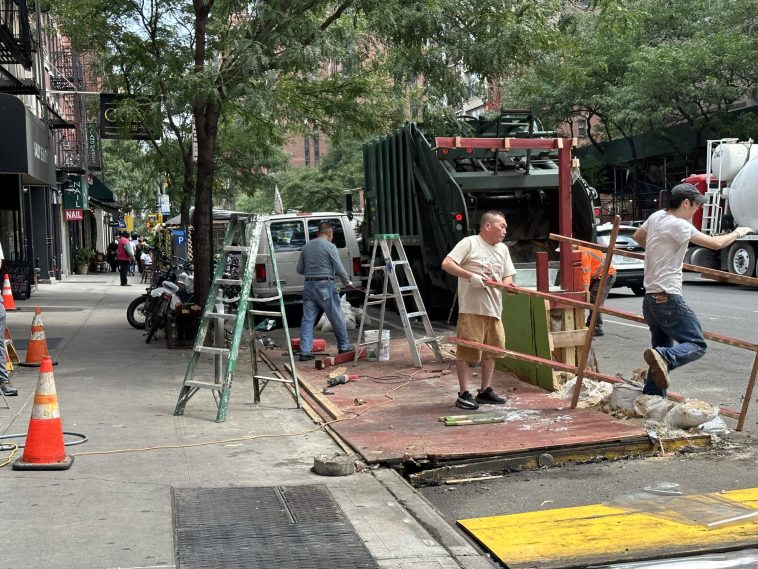 Dining sheds are being removed from Third Avenue on the Upper East Side to accommodate bike lane construction