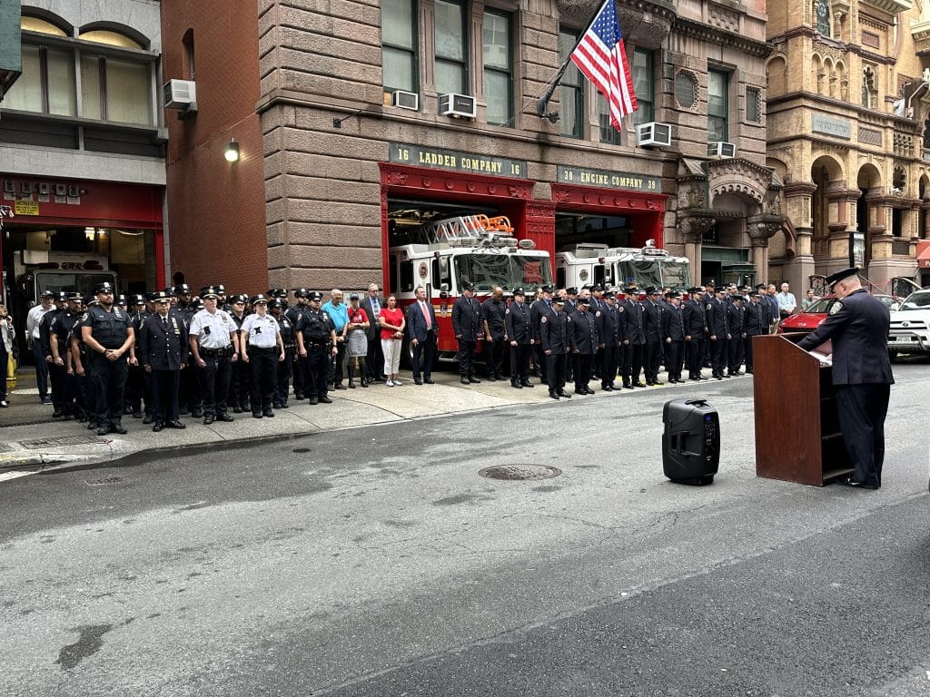 First responders from the NYPD's 19th Precinct and 19th Precinct station house and FDNY Engine 39/Ladder 16 gathered Monday for a special 9/11 remembrance ceremony | Upper East Site