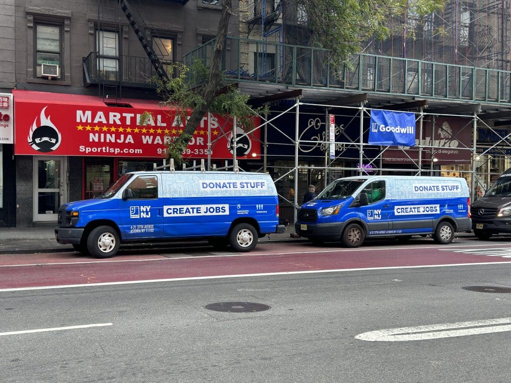 Goodwill vans were seen parked outside the new mini shop on Thursday | Upper East Site