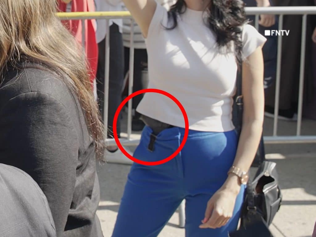 Council Member Inna Vernikov was seen carrying a concealed weapon during Thursday's pro-Palestinian protest outside Brooklyn College | Sam Hartson/FreedomNews.tv