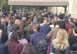 Hundreds gathered on the Upper East Side to mourn the victims of Saturday's terror attacks and show solidarity with Israel | Nora Wesson/Upper East Site