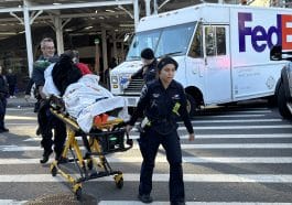Investigators say a man riding a children's bike on the Upper East Side was injured when he slammed into a turning FedEx truck | Upper East Site