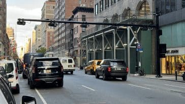 Photo shows new tolling equipment installed over Madison Avenue on the Upper East Side