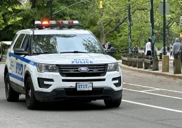 Photo shows a police SUV in Central Park.
